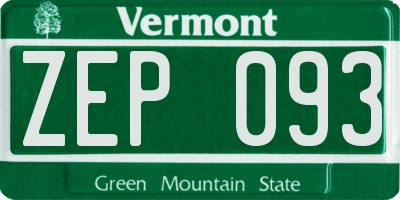 VT license plate ZEP093