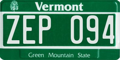 VT license plate ZEP094