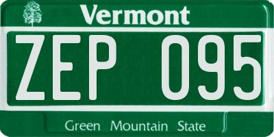 VT license plate ZEP095
