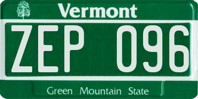 VT license plate ZEP096
