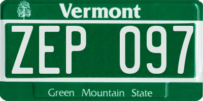 VT license plate ZEP097
