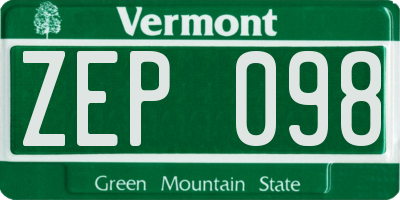 VT license plate ZEP098