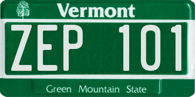 VT license plate ZEP101
