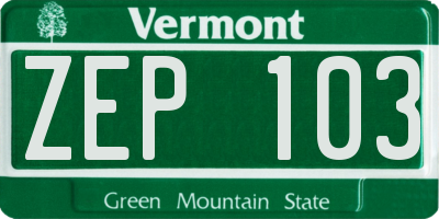VT license plate ZEP103