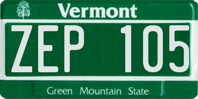 VT license plate ZEP105