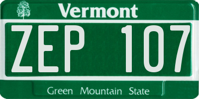 VT license plate ZEP107