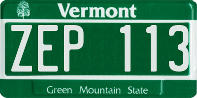 VT license plate ZEP113