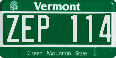 VT license plate ZEP114