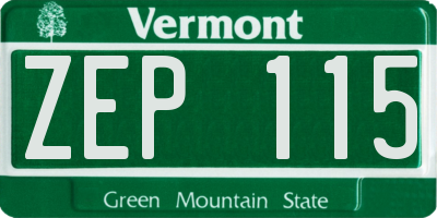 VT license plate ZEP115
