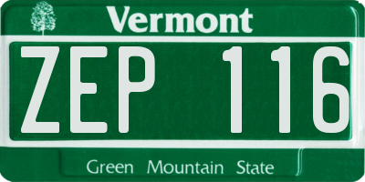 VT license plate ZEP116