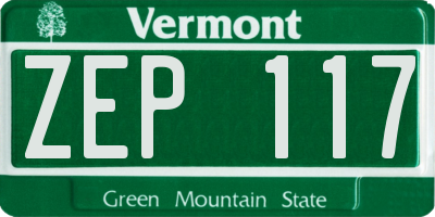 VT license plate ZEP117