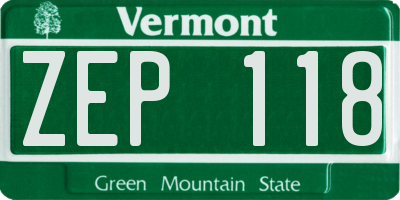 VT license plate ZEP118
