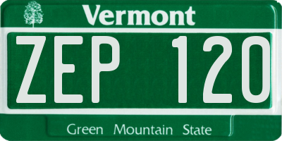 VT license plate ZEP120
