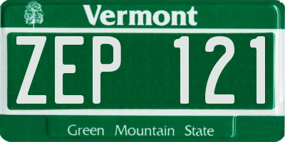 VT license plate ZEP121