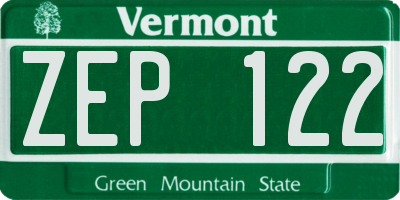 VT license plate ZEP122