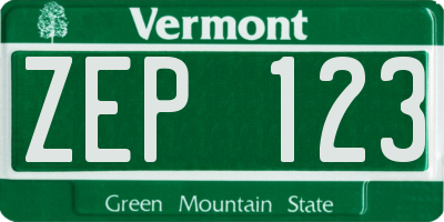 VT license plate ZEP123