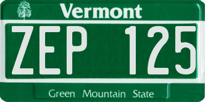 VT license plate ZEP125
