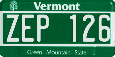 VT license plate ZEP126