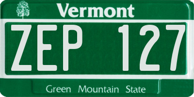 VT license plate ZEP127