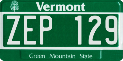 VT license plate ZEP129