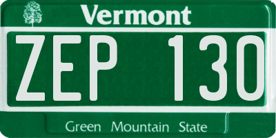 VT license plate ZEP130