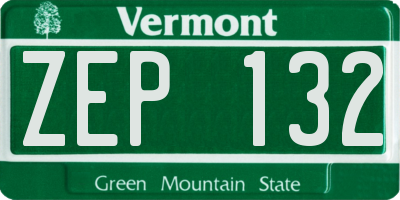 VT license plate ZEP132