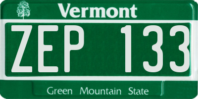 VT license plate ZEP133