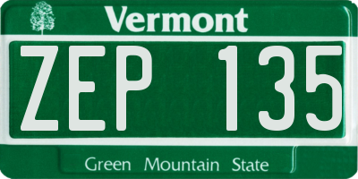 VT license plate ZEP135