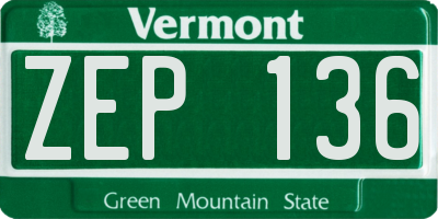 VT license plate ZEP136