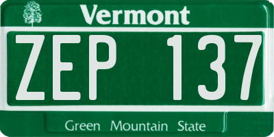 VT license plate ZEP137