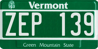 VT license plate ZEP139