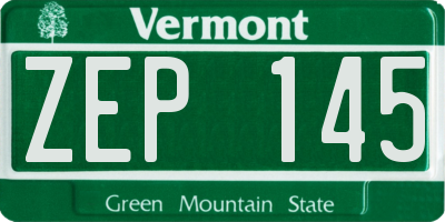 VT license plate ZEP145