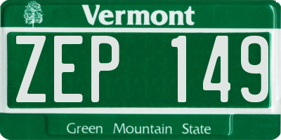VT license plate ZEP149