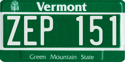 VT license plate ZEP151