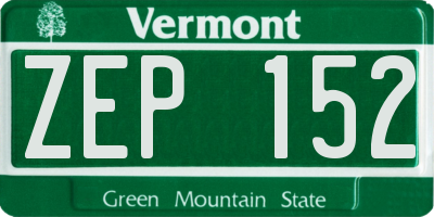 VT license plate ZEP152