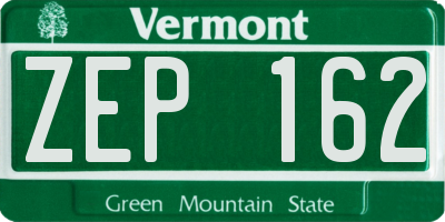 VT license plate ZEP162