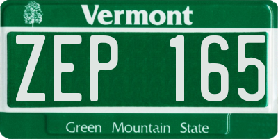 VT license plate ZEP165