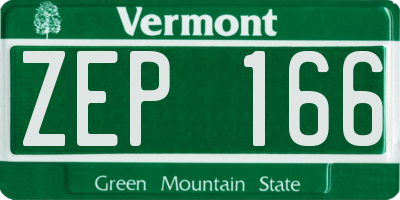 VT license plate ZEP166