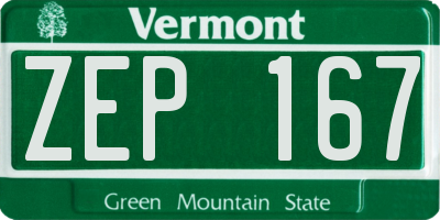 VT license plate ZEP167