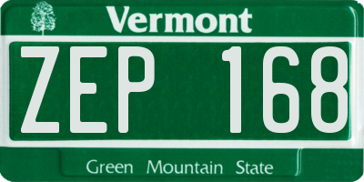 VT license plate ZEP168