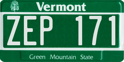 VT license plate ZEP171