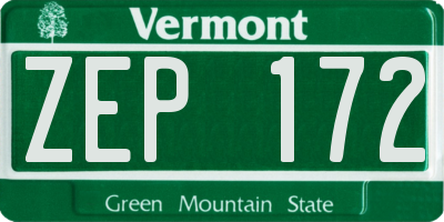 VT license plate ZEP172