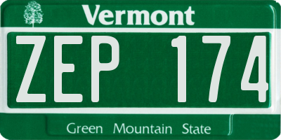 VT license plate ZEP174