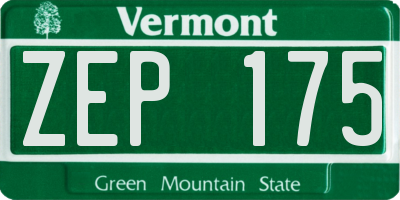 VT license plate ZEP175