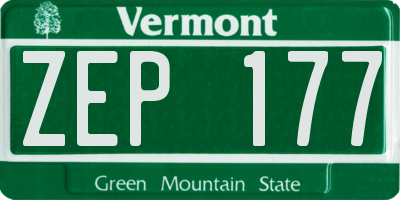 VT license plate ZEP177