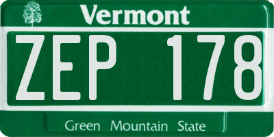 VT license plate ZEP178