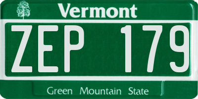 VT license plate ZEP179