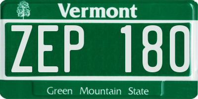 VT license plate ZEP180
