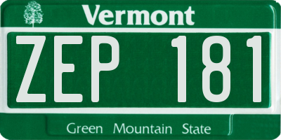 VT license plate ZEP181