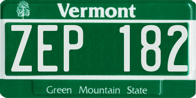 VT license plate ZEP182
